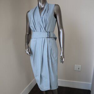 Brunello Cucinelli Wrap Dress Belt Monili Slate Blue Size X-Small New Tag $1995